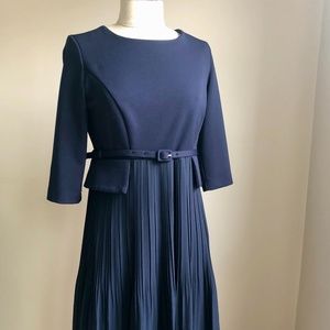 Seraphine Navy Blue Pleated Maternity Dress